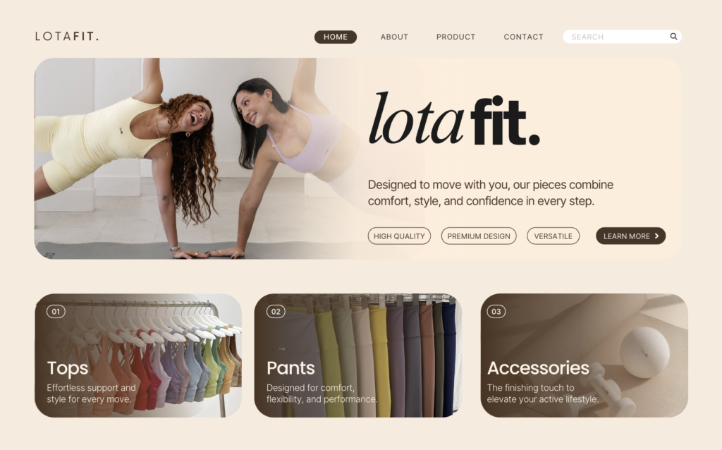 ejemplo captura de pantalla de pagina web de pilates