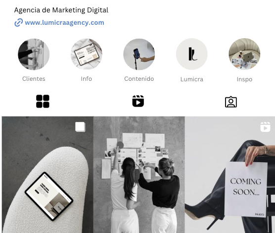 foto captura de redes sociales de la agencia de marketing lumicra, con fotos