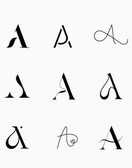ejemplo de branding, con tipografía variantes para marcas